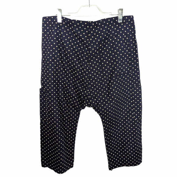NSF Carlson Pant Drop Crop Navy White Polka Dot Drawstring Waist Crop NWT M - Picture 2 of 11